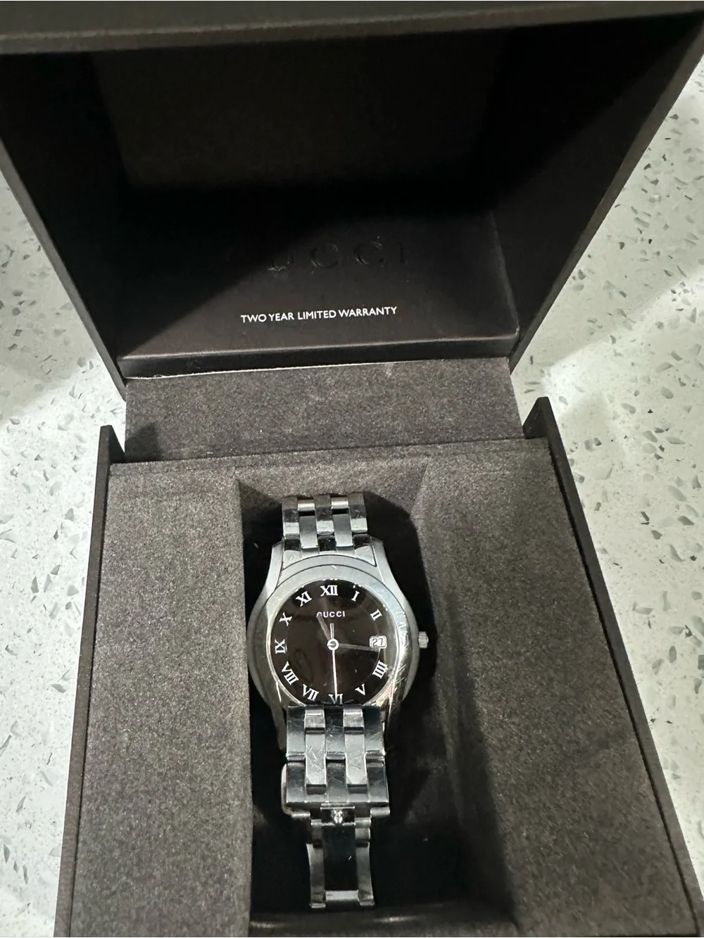 Gucci G-Timeless Black Dial Roman Numeral Swiss Made Stainless Steel Women Watch